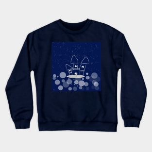 Palace, building. Castle, house, real estate with dark blue color background.  New concept backdrop, glitter effect Crewneck Sweatshirt